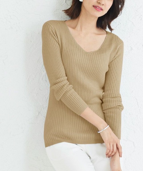 セール Vネックorボートネックから選べる 美シルエットリブニット ニット セーター Pierrot ピエロ のファッション通販 Zozotown