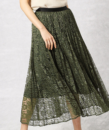 花柄レース プリーツスカート