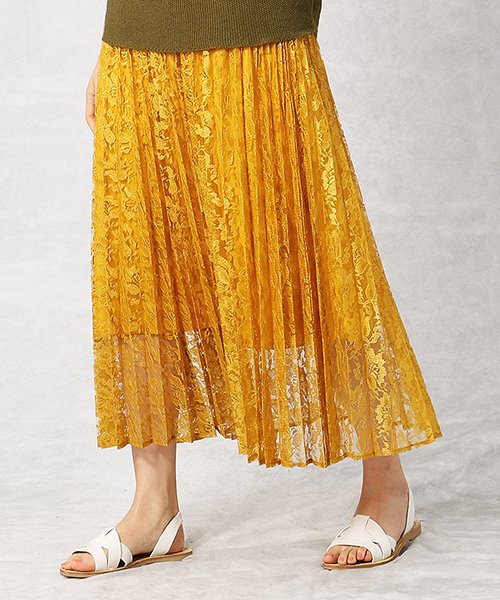 Comme　Ca　Mature（コムサマチュア）の「花柄レース プリーツスカート（スカート・レディース・ネイビー/カーキ/マスタード・FREE）」の2枚目の写真