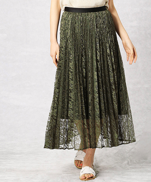 Comme　Ca　Mature（コムサマチュア）の「花柄レース プリーツスカート（スカート・レディース・ネイビー/カーキ/マスタード・FREE）」の4枚目の写真