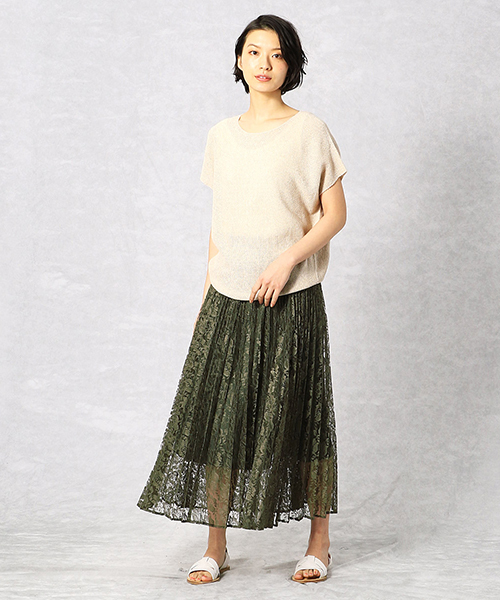 Comme　Ca　Mature（コムサマチュア）の「花柄レース プリーツスカート（スカート・レディース・ネイビー/カーキ/マスタード・FREE）」の7枚目の写真
