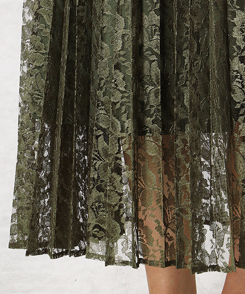 Comme　Ca　Mature（コムサマチュア）の「花柄レース プリーツスカート（スカート・レディース・ネイビー/カーキ/マスタード・FREE）」の9枚目の写真