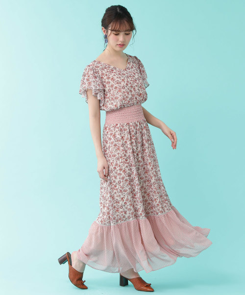 値下げ！ジルスチュアート花柄フリルマキシドレス フリルミニワンピース | JILL by JILL STUART（ジル バイ ジル