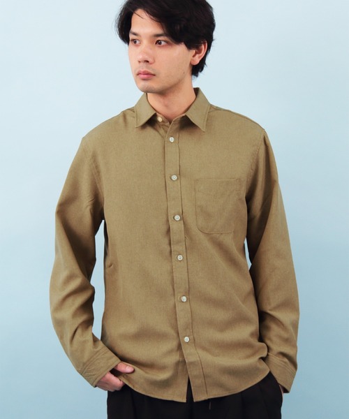 ８(eight)（エイト）の「ポリトロ 長袖シャツ レギュラーカラー（シャツ/ブラウス・メンズ・チャコールグレー/ブラック/ベージュ/パープル/ネイビー/オレンジ・MEDIUM/LARGE）」の4枚目の写真