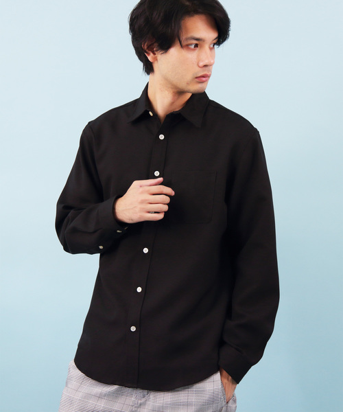 ８(eight)（エイト）の「ポリトロ 長袖シャツ レギュラーカラー（シャツ/ブラウス・メンズ・チャコールグレー/ブラック/ベージュ/パープル/ネイビー/オレンジ・MEDIUM/LARGE）」の2枚目の写真