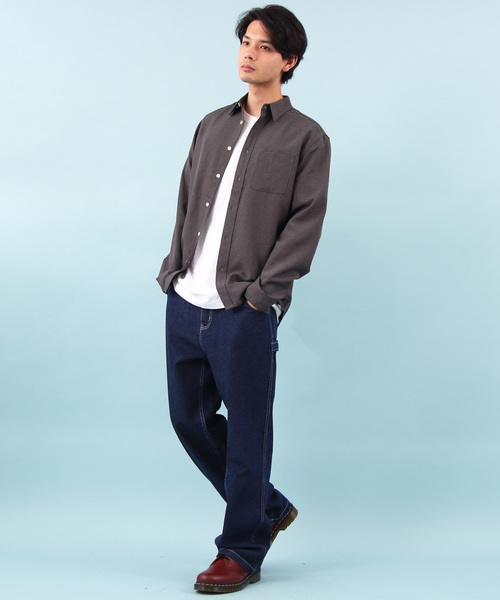 ８(eight)（エイト）の「ポリトロ 長袖シャツ レギュラーカラー（シャツ/ブラウス・メンズ・チャコールグレー/ブラック/ベージュ/パープル/ネイビー/オレンジ・MEDIUM/LARGE）」の18枚目の写真