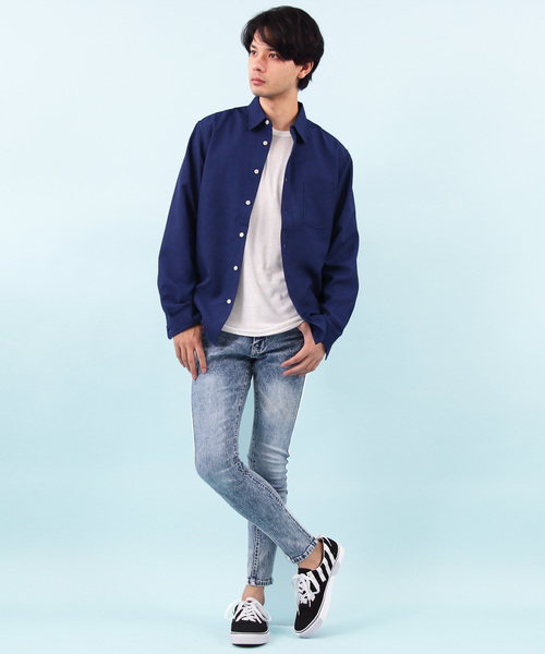 ８(eight)（エイト）の「ポリトロ 長袖シャツ レギュラーカラー（シャツ/ブラウス・メンズ・チャコールグレー/ブラック/ベージュ/パープル/ネイビー/オレンジ・MEDIUM/LARGE）」の21枚目の写真