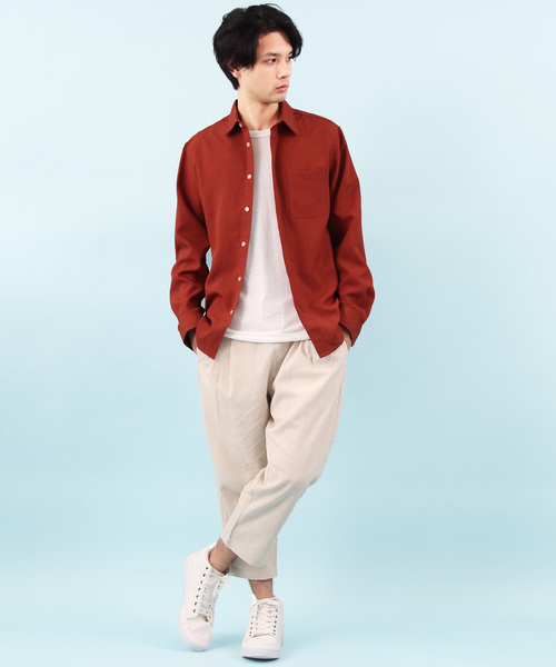 ８(eight)（エイト）の「ポリトロ 長袖シャツ レギュラーカラー（シャツ/ブラウス・メンズ・チャコールグレー/ブラック/ベージュ/パープル/ネイビー/オレンジ・MEDIUM/LARGE）」の13枚目の写真