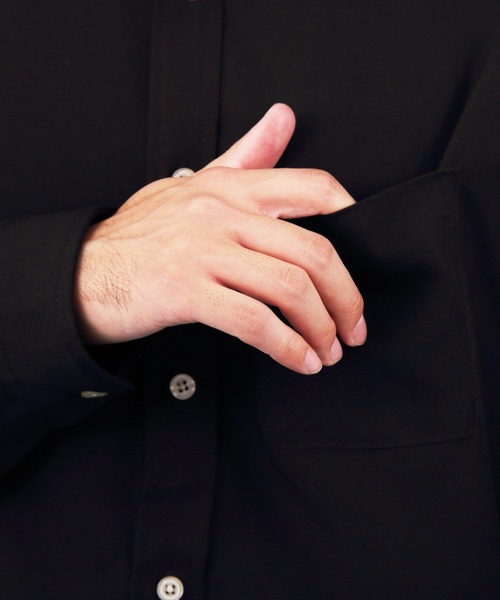 ８(eight)（エイト）の「ポリトロ 長袖シャツ レギュラーカラー（シャツ/ブラウス・メンズ・チャコールグレー/ブラック/ベージュ/パープル/ネイビー/オレンジ・MEDIUM/LARGE）」の11枚目の写真