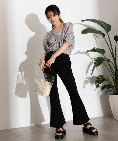 WEGO(ウィゴー)の「WEGO/タックフレアパンツ(その他パンツ・レディース・ブラック・FREE)」の9枚目の写真