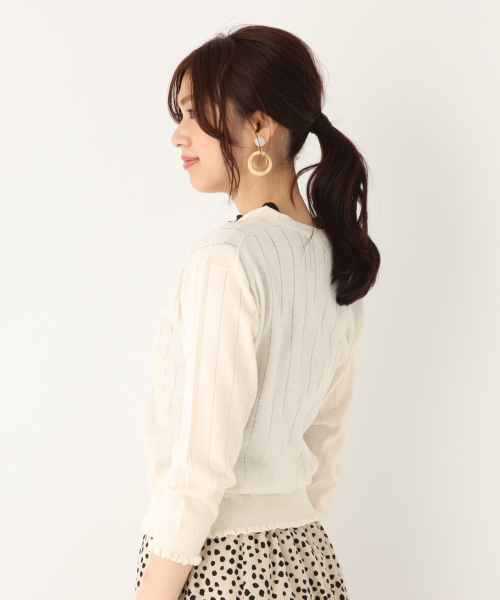 GLOBAL WORK（グローバルワーク）の「洗えるストライプアミカーディガン/835894（カーディガン/ボレロ・レディース・ホワイト/ブラック/ベージュ/ブルー・MEDIUM/LARGE）」の10枚目の写真