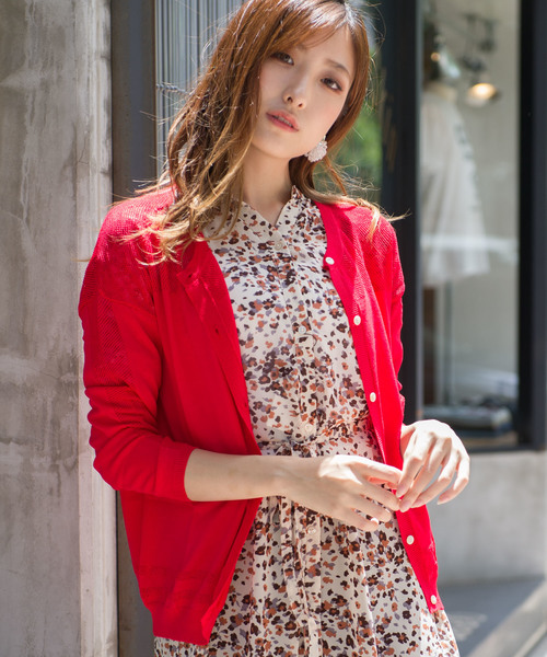 GGD（ジージーディー）の「メッシュニットカーデ（カーディガン/ボレロ・レディース・ホワイト/ブラック/レッド/ピンク/イエロー/ブルー/グリーン・MEDIUM/LARGE）」の7枚目の写真