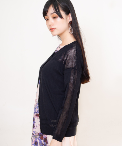 GGD（ジージーディー）の「メッシュニットカーデ（カーディガン/ボレロ・レディース・ホワイト/ブラック/レッド/ピンク/イエロー/ブルー/グリーン・MEDIUM/LARGE）」の20枚目の写真