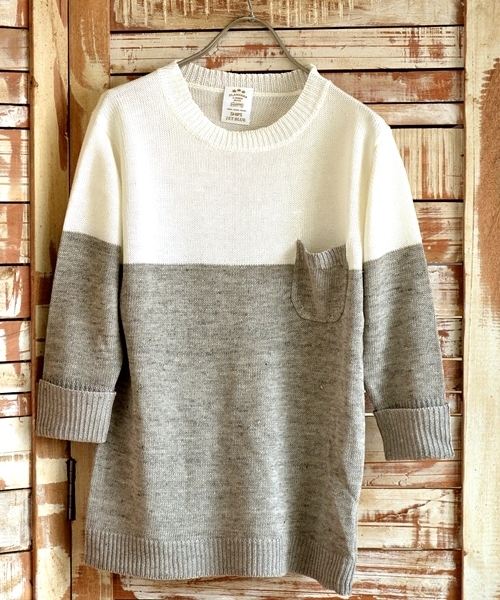 SHIPS JET BLUE(シップスジェットブルー)の「JB: ゛フランダースリネン゛ ポケットニット(ニット/セーター・メンズ・グリーン/ブルー/オフホワイト/ネイビー/グレー/ライトブルー・SMALL/MEDIUM/LARGE)」の3枚目の写真