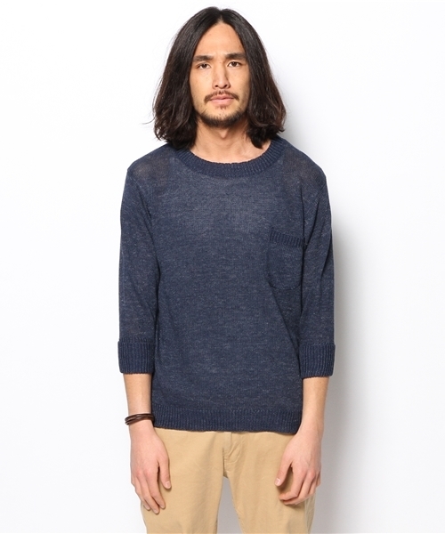 SHIPS JET BLUE(シップスジェットブルー)の「JB: ゛フランダースリネン゛ ポケットニット(ニット/セーター・メンズ・グリーン/ブルー/オフホワイト/ネイビー/グレー/ライトブルー・SMALL/MEDIUM/LARGE)」の10枚目の写真