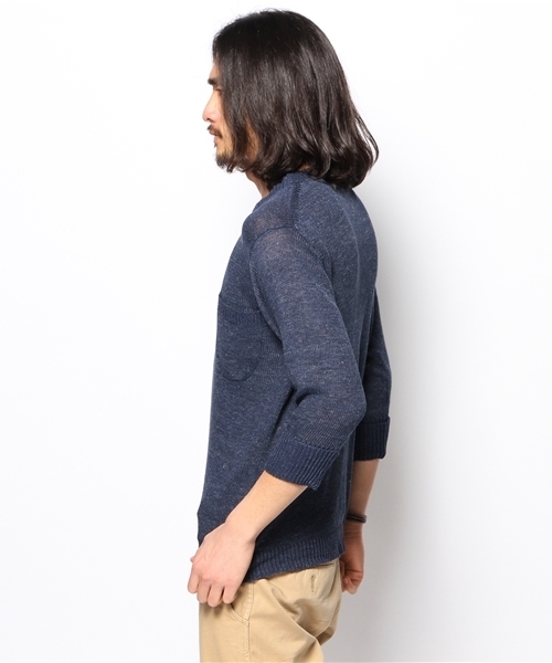 SHIPS JET BLUE(シップスジェットブルー)の「JB: ゛フランダースリネン゛ ポケットニット(ニット/セーター・メンズ・グリーン/ブルー/オフホワイト/ネイビー/グレー/ライトブルー・SMALL/MEDIUM/LARGE)」の11枚目の写真