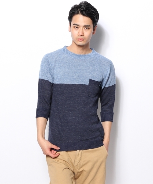 SHIPS JET BLUE(シップスジェットブルー)の「JB: ゛フランダースリネン゛ ポケットニット(ニット/セーター・メンズ・グリーン/ブルー/オフホワイト/ネイビー/グレー/ライトブルー・SMALL/MEDIUM/LARGE)」の7枚目の写真