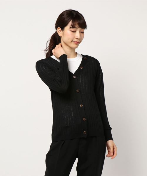 アースミュージック&エコロジー ヘンリーネック風前後2WAYカーディガン F 赤 earth music\u0026ecology（アースミュージックアンドエコロジー）の