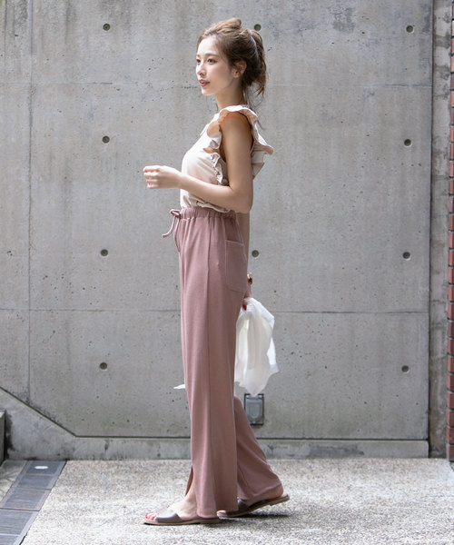 KOBE LETTUCE（コウベレタス）の「フロントスリットストレートリブワイドパンツ（その他パンツ・レディース・ブラック/ネイビー/ブラウン/ピンク系その他・FREE）」の12枚目の写真