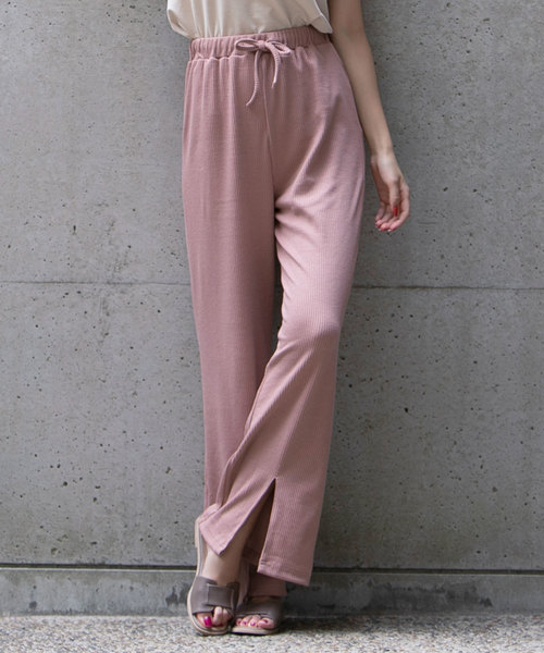 KOBE LETTUCE（コウベレタス）の「フロントスリットストレートリブワイドパンツ（その他パンツ・レディース・ブラック/ネイビー/ブラウン/ピンク系その他・FREE）」の8枚目の写真