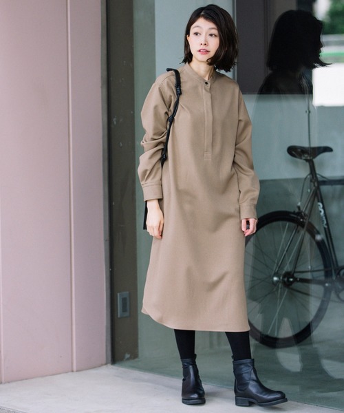 Munich（ミューニック）の「ウーリッシュウォームツイル　プルオーバーシャツワンピース（シャツワンピース・レディース・ブラック/オフホワイト/ハウンドトゥース/ダークベージュ/チェック/チャコール・FREE）」の20枚目の写真