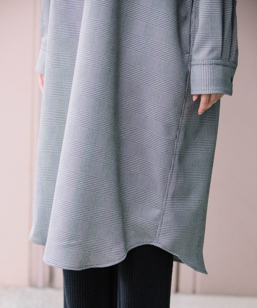 Munich（ミューニック）の「ウーリッシュウォームツイル　プルオーバーシャツワンピース（シャツワンピース・レディース・ブラック/オフホワイト/ハウンドトゥース/ダークベージュ/チェック/チャコール・FREE）」の18枚目の写真