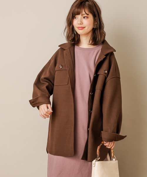 natural couture（ナチュラルクチュール）の「フェイクウールCPOジャケット（その他アウター・レディース・ブラウン/ベージュ/サックスブルー・FREE）」の6枚目の写真