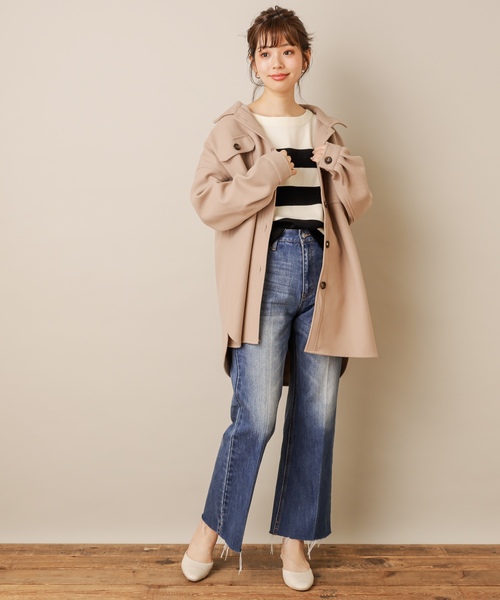 natural couture（ナチュラルクチュール）の「フェイクウールCPOジャケット（その他アウター・レディース・ブラウン/ベージュ/サックスブルー・FREE）」の8枚目の写真