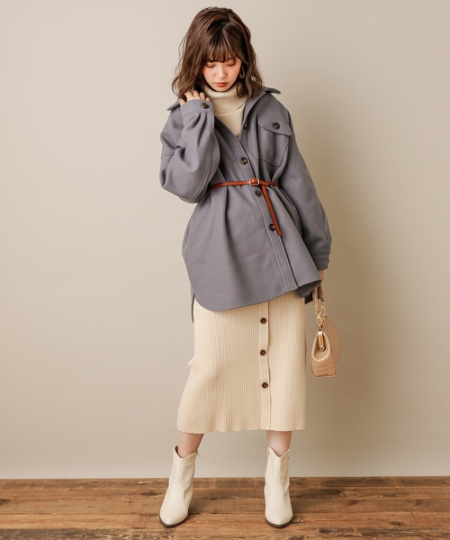 natural couture（ナチュラルクチュール）の「フェイクウールCPOジャケット（その他アウター・レディース・ブラウン/ベージュ/サックスブルー・FREE）」の12枚目の写真