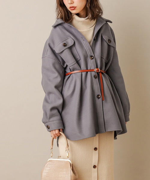 natural couture（ナチュラルクチュール）の「フェイクウールCPOジャケット（その他アウター・レディース・ブラウン/ベージュ/サックスブルー・FREE）」の13枚目の写真