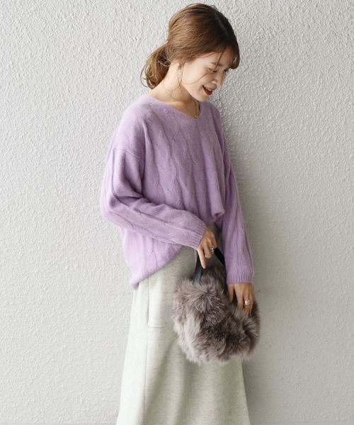 SHIPS（シップス）の「フォックスケーブルVネックプルオーバー