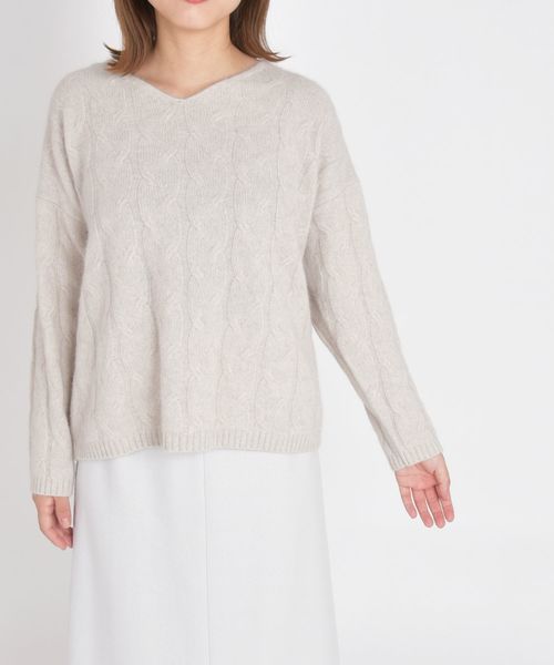 SHIPS（シップス）の「フォックスケーブルVネックプルオーバー