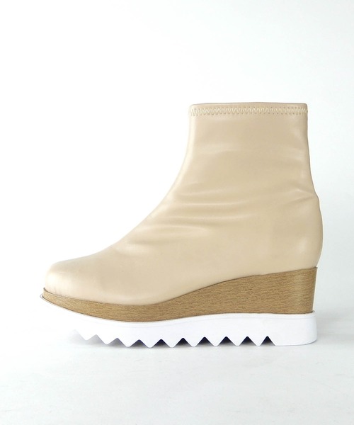 minia（ミニア）の「プラットフォームソックスミドルブーツ [ minia ]（ブーツ・レディース・ブラック/ベージュ/ブラック系その他・LL/S/M/L）」の9枚目の写真