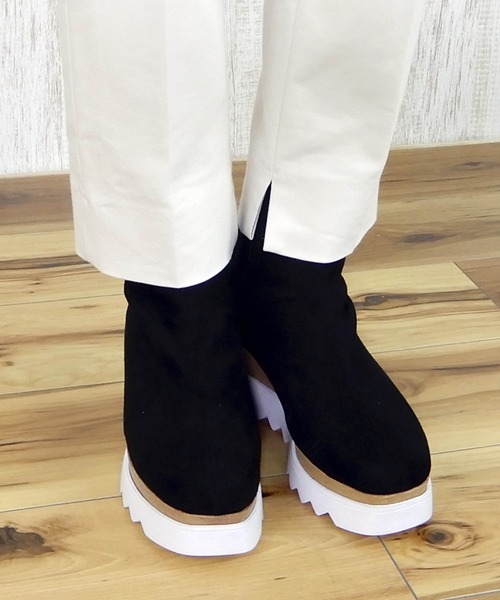 minia（ミニア）の「プラットフォームソックスミドルブーツ [ minia ]（ブーツ・レディース・ブラック/ベージュ/ブラック系その他・LL/S/M/L）」の15枚目の写真