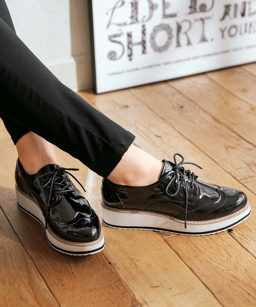 GeeRA（ジーラ）の「オックスフォード厚底靴（スニーカー・レディース・ホワイト/ブラック/シルバー/ブラウン/ブラック系その他・MEDIUM/LARGE/X-LARGE/SMALL）」の3枚目の写真