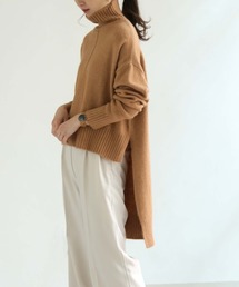 【入荷なし】【HERCLOSET】前後差スリットハイネックニットプルオーバー