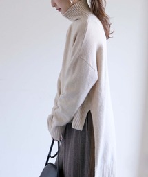 【入荷なし】【HERCLOSET】前後差スリットハイネックニットプルオーバー