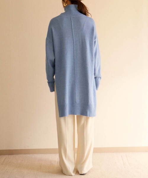 HER CLOSET（ハークローゼット）の「【入荷なし】【HERCLOSET】前後差スリットハイネックニットプルオーバー（ニット/セーター・レディース・ブラック/ベージュ/ブルー/ライトベージュ・M）」の13枚目の写真