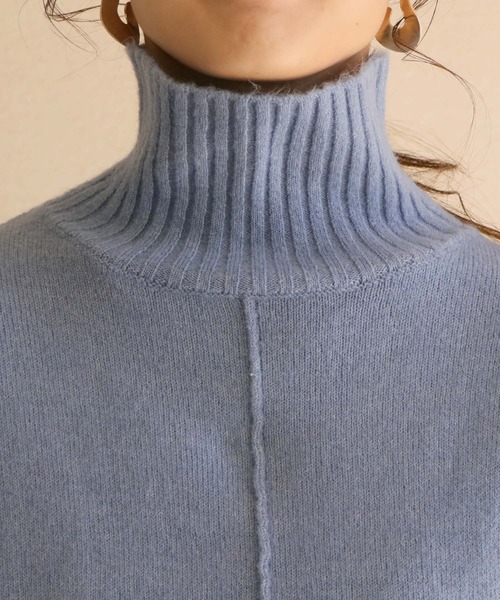 HER CLOSET（ハークローゼット）の「【入荷なし】【HERCLOSET】前後差スリットハイネックニットプルオーバー（ニット/セーター・レディース・ブラック/ベージュ/ブルー/ライトベージュ・M）」の14枚目の写真