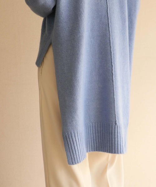 HER CLOSET（ハークローゼット）の「【入荷なし】【HERCLOSET】前後差スリットハイネックニットプルオーバー（ニット/セーター・レディース・ブラック/ベージュ/ブルー/ライトベージュ・M）」の16枚目の写真