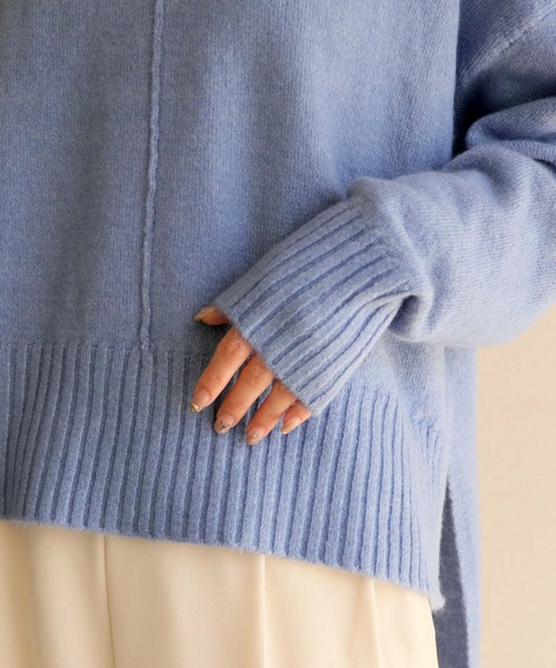 HER CLOSET（ハークローゼット）の「【入荷なし】【HERCLOSET】前後差スリットハイネックニットプルオーバー（ニット/セーター・レディース・ブラック/ベージュ/ブルー/ライトベージュ・M）」の17枚目の写真