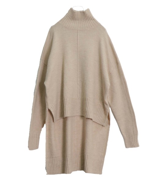 HER CLOSET（ハークローゼット）の「【入荷なし】【HERCLOSET】前後差スリットハイネックニットプルオーバー（ニット/セーター・レディース・ブラック/ベージュ/ブルー/ライトベージュ・M）」の18枚目の写真