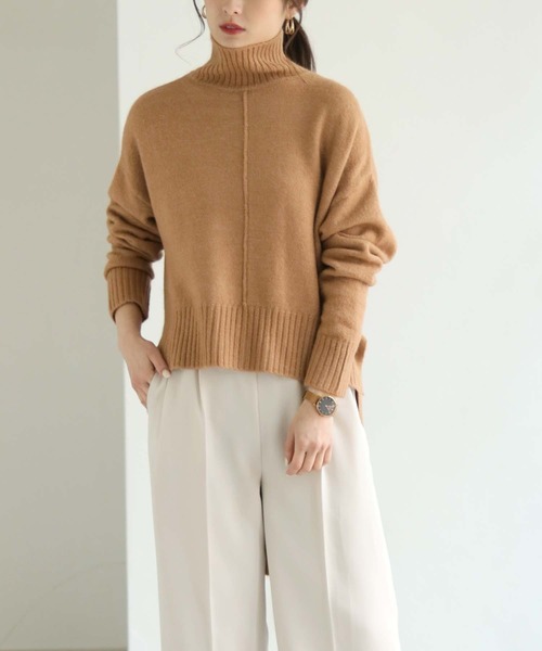 HER CLOSET（ハークローゼット）の「【入荷なし】【HERCLOSET】前後差スリットハイネックニットプルオーバー（ニット/セーター・レディース・ブラック/ベージュ/ブルー/ライトベージュ・M）」の22枚目の写真