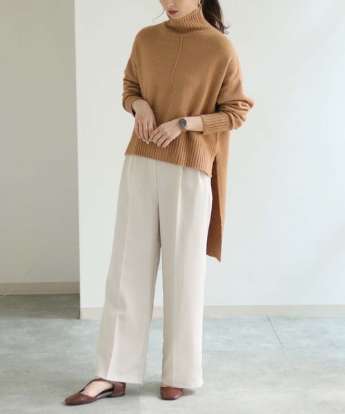 HER CLOSET（ハークローゼット）の「【入荷なし】【HERCLOSET】前後差スリットハイネックニットプルオーバー（ニット/セーター・レディース・ブラック/ベージュ/ブルー/ライトベージュ・M）」の20枚目の写真