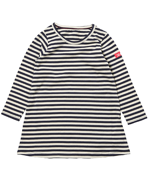 X-girl Stages（エックスガールステージス）の「STRIPE L/S DRESS (12M～3T)/ ワンピース/ ボーダー（ワンピース・キッズ・レッド/ピンク/ネイビー・12M/2T/3T）」の2枚目の写真