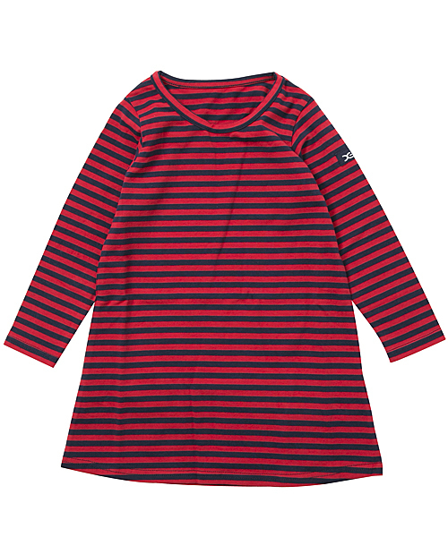 X-girl Stages（エックスガールステージス）の「STRIPE L/S DRESS (12M～3T)/ ワンピース/ ボーダー（ワンピース・キッズ・レッド/ピンク/ネイビー・12M/2T/3T）」の3枚目の写真