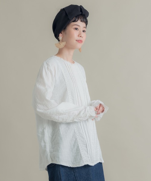 Libra Cue(リブラ キュー)の「Libra コットンガーゼレースブラウス(シャツ/ブラウス・レディース・ホワイト・FREE)」の3枚目の写真