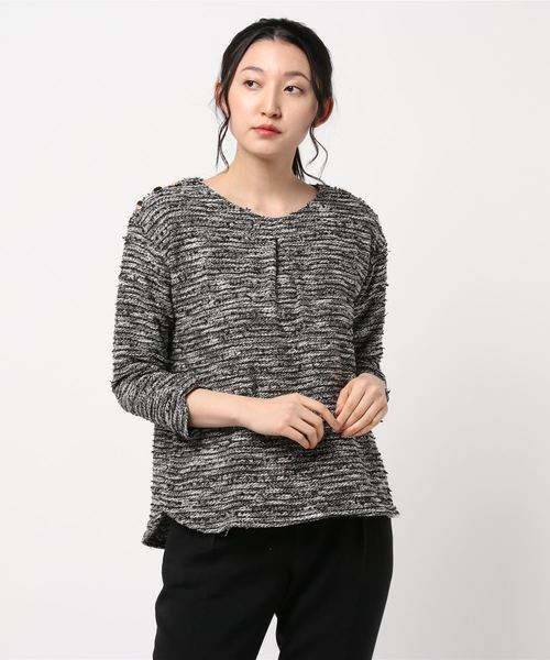 BELLUNA(ベルーナ)の「ファンシー素材肩ボタンプルオーバー(Tシャツ/カットソー・レディース・ブラック/ベージュ/セージグリーン/コーラル・MEDIUM/X-LARGE/LARGE)」の13枚目の写真