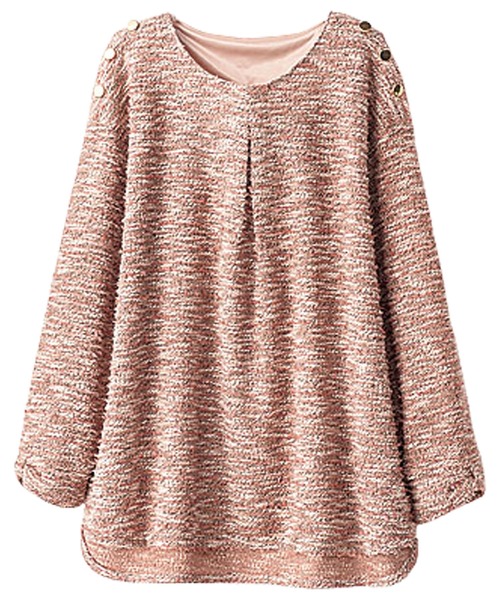BELLUNA(ベルーナ)の「ファンシー素材肩ボタンプルオーバー(Tシャツ/カットソー・レディース・ブラック/ベージュ/セージグリーン/コーラル・MEDIUM/X-LARGE/LARGE)」の7枚目の写真