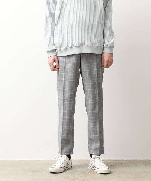 JUNRED（ジュンレッド）の「クラシックグレンチェックスリムパンツ（スラックス・メンズ・ブラウン/グレー・LL/S/M/L）」の2枚目の写真
